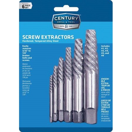 CENTURY DRILL & TOOL Screw Extractor 6 PC Set CD 73414